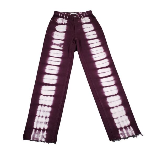 PacSun Eco Raspberry Tie Dye High Waisted Straight Leg Jeans Size 23 Purple Crop - Picture 1 of 10